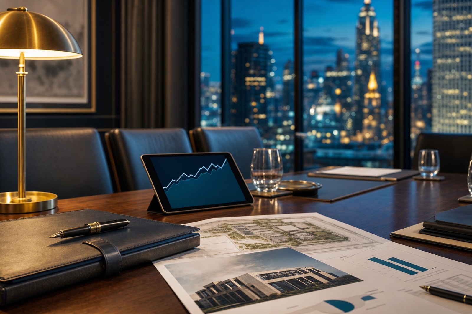 Business professionals meeting around a conference table